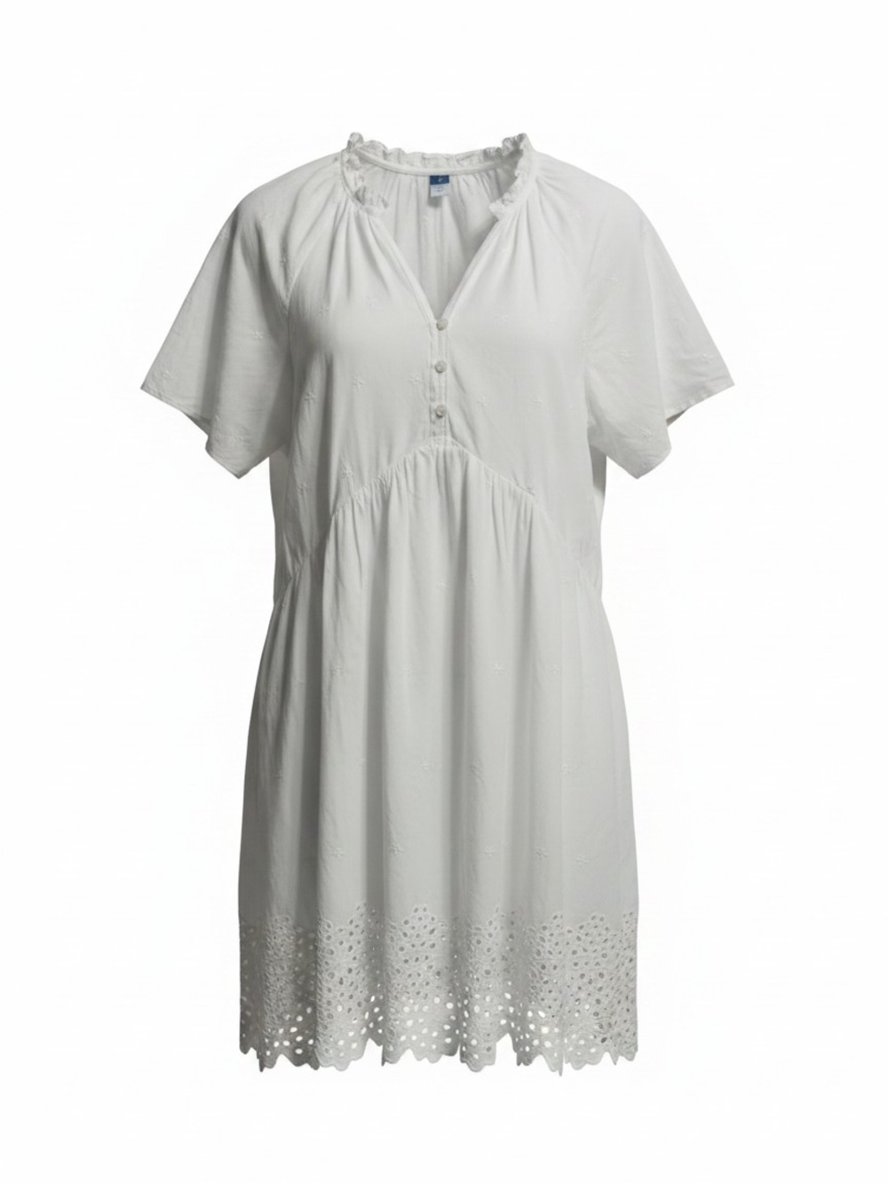 Old Navy White Short Sleeve Eyelet-Hem Mini Dress